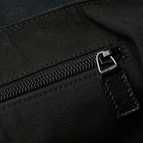 グッチ GGキャンバス 斜め掛け ショルダーバッグ メッセンジャーバッグ 145859 ブラック キャンバス レザー レディース GUCCI 【中古】