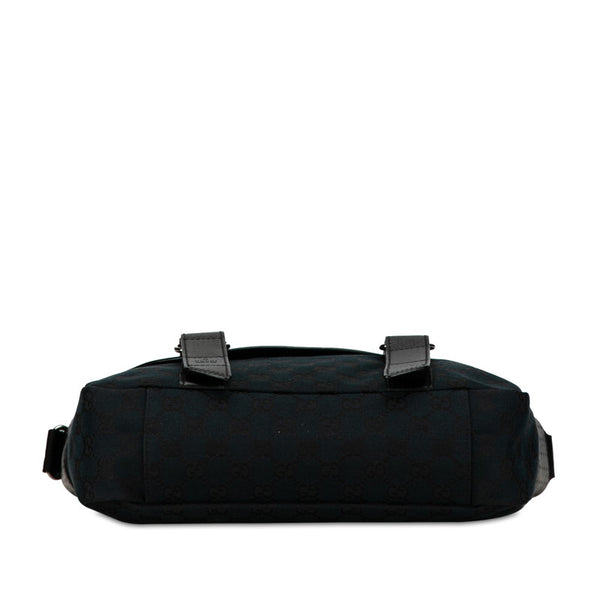 グッチ GGキャンバス 斜め掛け ショルダーバッグ メッセンジャーバッグ 145859 ブラック キャンバス レザー レディース GUCCI 【中古】