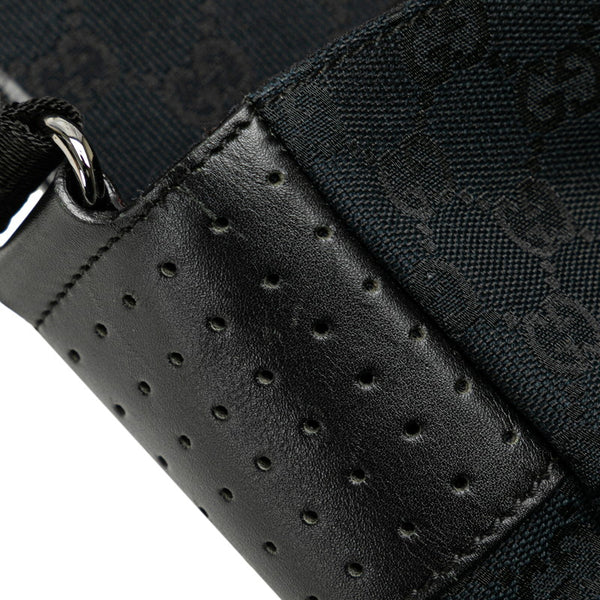 グッチ GGキャンバス 斜め掛け ショルダーバッグ メッセンジャーバッグ 145859 ブラック キャンバス レザー レディース GUCCI 【中古】