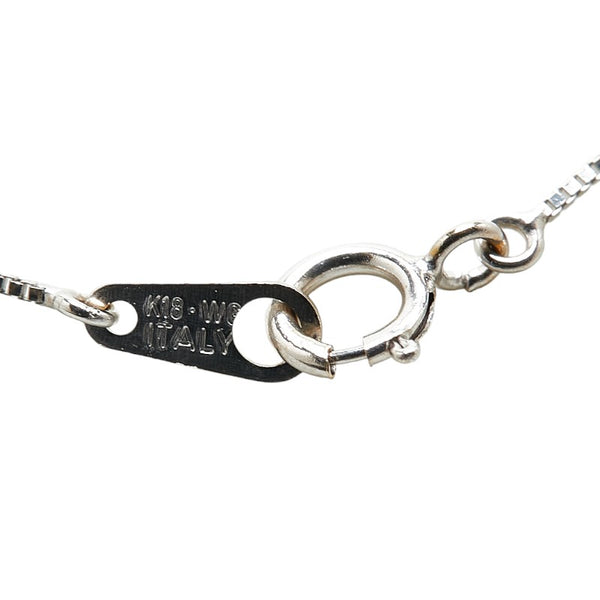 ノーブランド K18WG ホワイトゴールド ピンクサファイア ダイヤ0.06ct ペンダントネックレス レディース no brand 【中古】