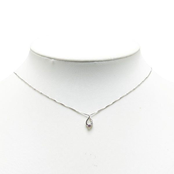 ノーブランド K18WG ホワイトゴールド ピンクサファイア ダイヤ0.06ct ペンダントネックレス レディース no brand 【中古】