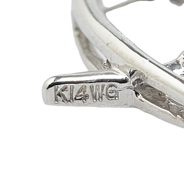 ノーブランド K14WG ホワイトゴールド ダイヤ ハートモチーフ ペンダントネックレス レディース no brand 【中古】