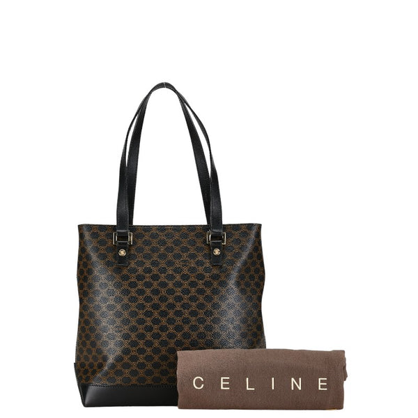 セリーヌ マカダム ハンドバッグ ブラック PVC レザー レディース CELINE 【中古】