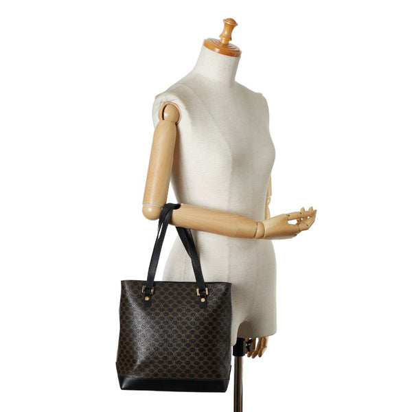 セリーヌ マカダム ハンドバッグ ブラック PVC レザー レディース CELINE 【中古】