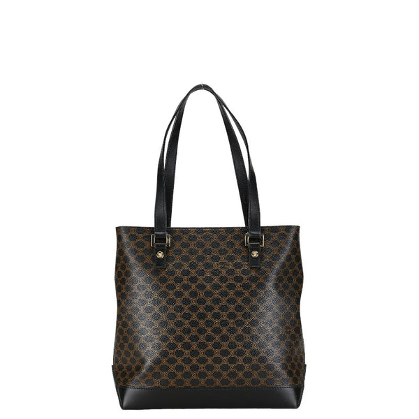 セリーヌ マカダム ハンドバッグ ブラック PVC レザー レディース CELINE 【中古】