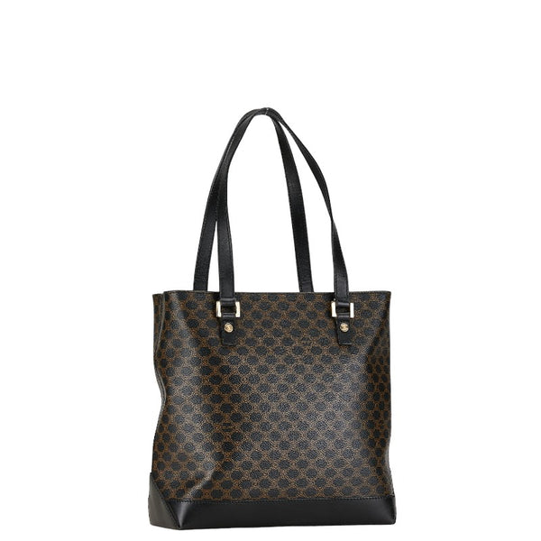 セリーヌ マカダム ハンドバッグ ブラック PVC レザー レディース CELINE 【中古】