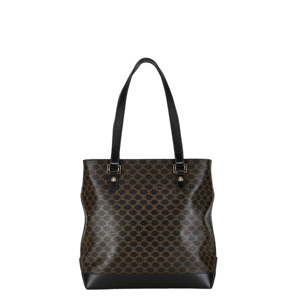 セリーヌ マカダム ハンドバッグ ブラック PVC レザー レディース CELINE 【中古】