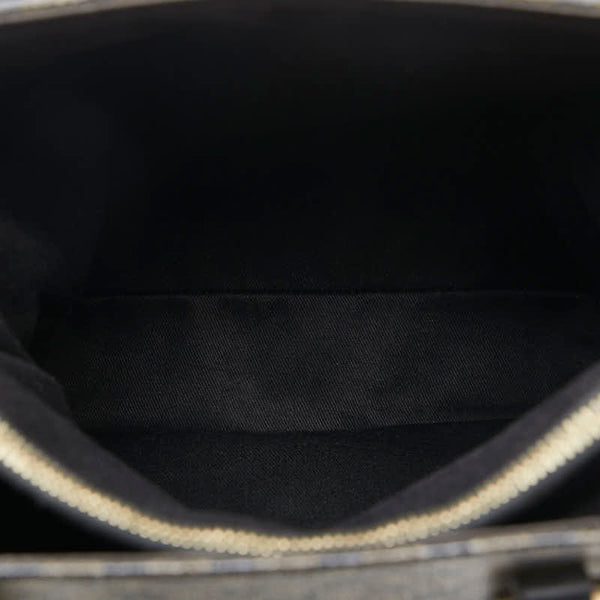 セリーヌ マカダム ハンドバッグ ブラック PVC レザー レディース CELINE 【中古】
