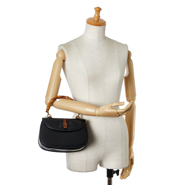 グッチ バンブー ハンドバッグ 000 2046 ブラック レザー レディース GUCCI 【中古】