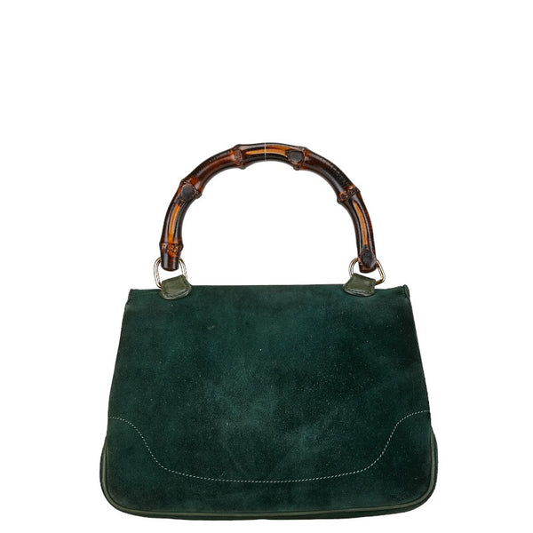 グッチ オールドグッチ バンブー ハンドバッグ グリーン スウェード レディース GUCCI 【中古】