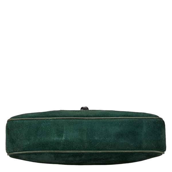 グッチ オールドグッチ バンブー ハンドバッグ グリーン スウェード レディース GUCCI 【中古】