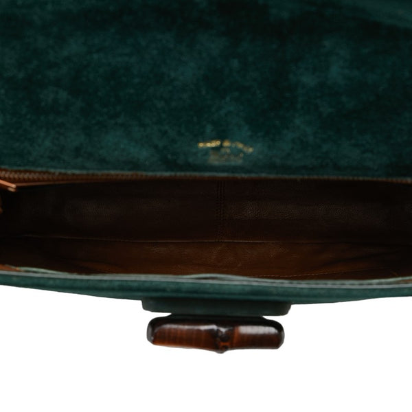 グッチ オールドグッチ バンブー ハンドバッグ グリーン スウェード レディース GUCCI 【中古】