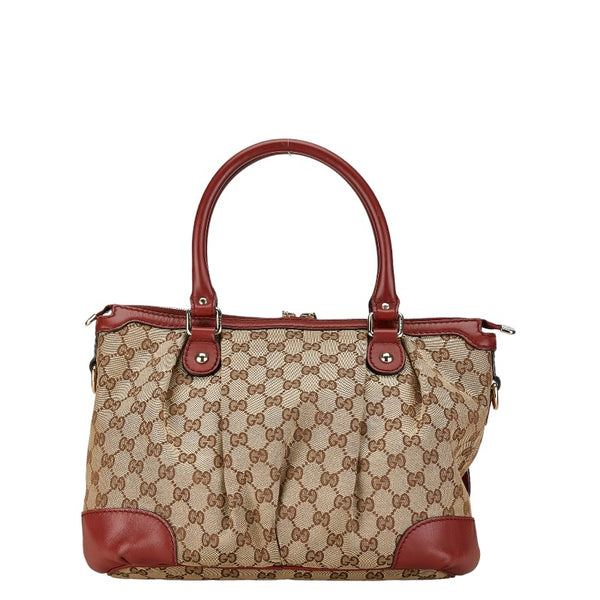 グッチ ディアマンテ スーキー ハンドバッグ ショルダーバッグ 2WAY 247902 ベージュ レッド キャンバス レザー レディース GUCCI 【中古】