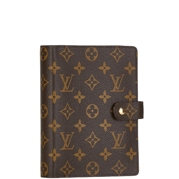 ルイ ヴィトン モノグラム アジェンダMM 手帳カバー R20105 ブラウン PVC レザー レディース LOUIS VUITTON 【中古】