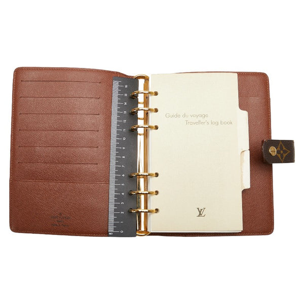 ルイ ヴィトン モノグラム アジェンダMM 手帳カバー R20105 ブラウン PVC レザー レディース LOUIS VUITTON 【中古】