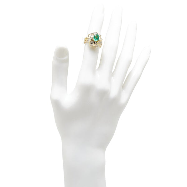 ノーブランド K18YG イエローゴールド エメラルド1.15ct ダイヤ2.14ct リング 指輪 レディース no brand 11.5号 【中古】