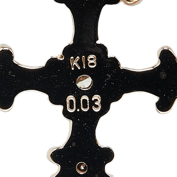 ノーブランド K18PG ピンクゴールド ダイヤ0.03ct クロス 十字架 ハートモチーフ ペンダントトップ レディース no brand 【中古】