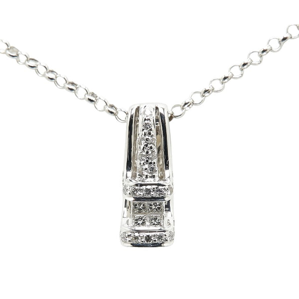 ノーブランド K18WG ホワイトゴールド ダイヤ0.25ct ペンダントネックレス レディース no brand 【中古】
