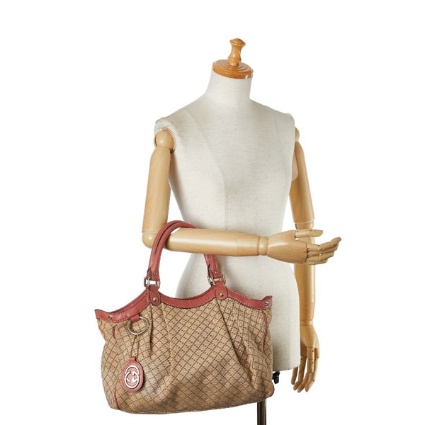 グッチ GGキャンバス スーキー ハンドバッグ トートバッグ 211944 ピンク ブラウン キャンバス レザー レディース GUCCI 【中古】