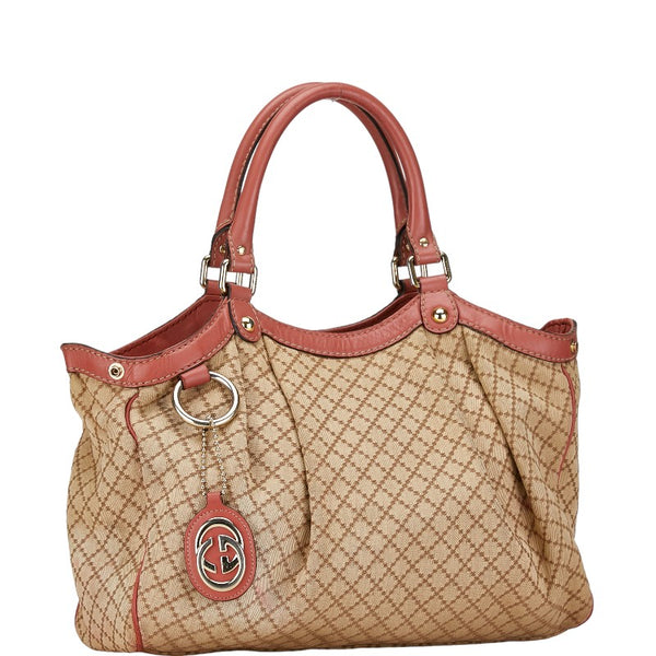グッチ GGキャンバス スーキー ハンドバッグ トートバッグ 211944 ピンク ブラウン キャンバス レザー レディース GUCCI 【中古】