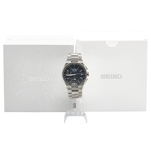 セイコー アストロン ネクスター 腕時計 SBXY065 ソーラー電波時計 ネイビー文字盤 ステンレススチール メンズ SEIKO 【中古】