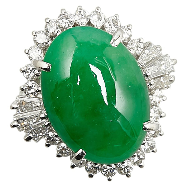Pt900 プラチナ ひすい7.26ct ダイヤ0.90ct リング 指輪 レディース 11号 【中古】