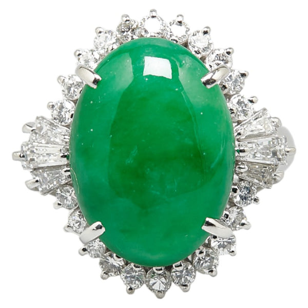 Pt900 プラチナ ひすい7.26ct ダイヤ0.90ct リング 指輪 レディース 11号 【中古】