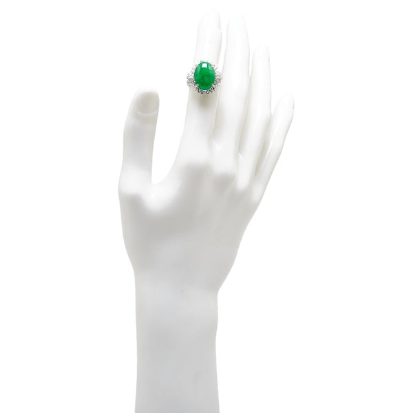 Pt900 プラチナ ひすい7.26ct ダイヤ0.90ct リング 指輪 レディース 11号 【中古】
