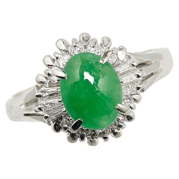 Pt900 プラチナ ひすい1.17ct ダイヤ0.24ct リング 指輪 レディース 9.5号 【中古】