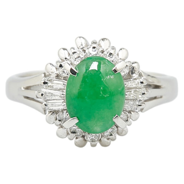 Pt900 プラチナ ひすい1.17ct ダイヤ0.24ct リング 指輪 レディース 9.5号 【中古】