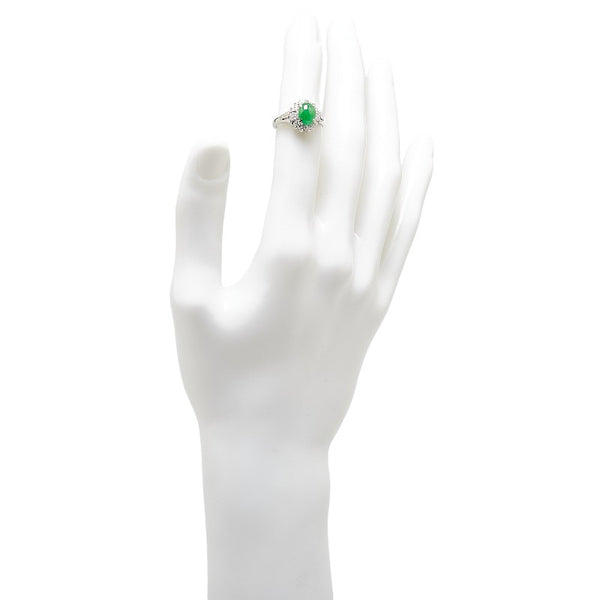 Pt900 プラチナ ひすい1.17ct ダイヤ0.24ct リング 指輪 レディース 9.5号 【中古】