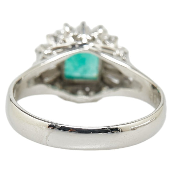 Pt850 プラチナ エメラルド1.00ct ダイヤ0.41ct リング 指輪 レディース 11.5号 【中古】