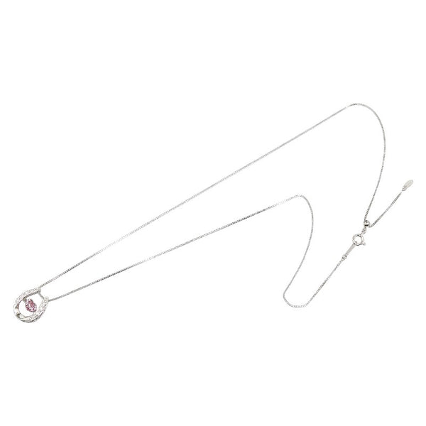 Pt900 プラチナ Pt850 プラチナ ピンクサファイア0.523ct ダイヤ0.05ct 馬蹄 ホースシュー ハート ペンダントネックレス レディース 【中古】