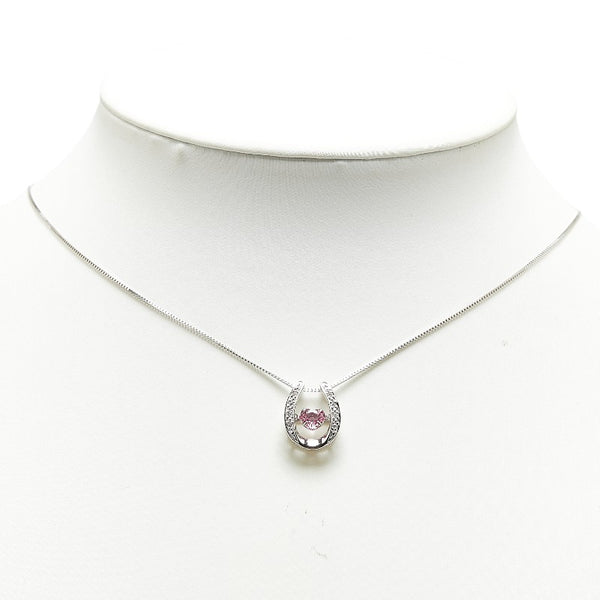 Pt900 プラチナ Pt850 プラチナ ピンクサファイア0.523ct ダイヤ0.05ct 馬蹄 ホースシュー ハート ペンダントネックレス レディース 【中古】