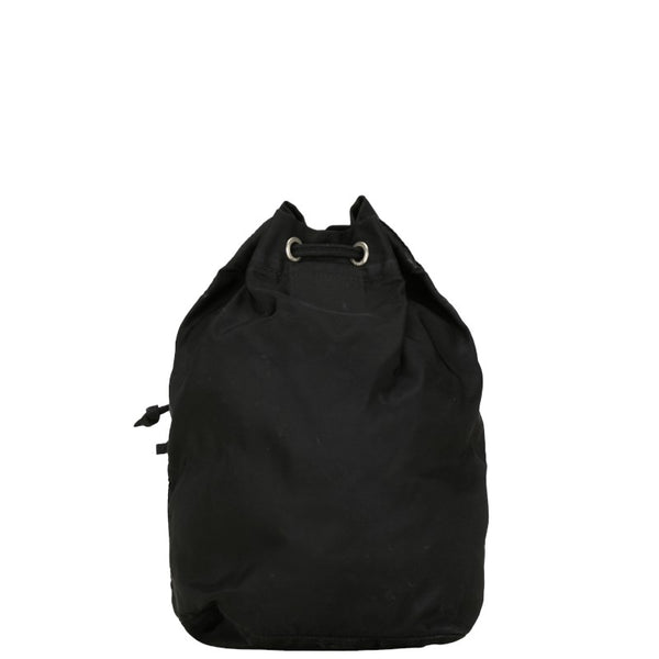 プラダ 三角ロゴプレート ポーチ ブラック ナイロン レザー レディース PRADA 【中古】
