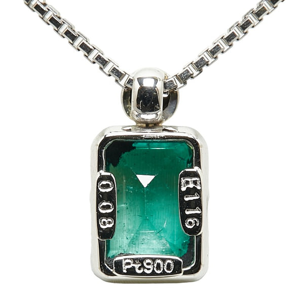 Pt900 プラチナ Pt850 プラチナ エメラルド1.16ct ダイヤ0.08ct ペンダントネックレス レディース 【中古】