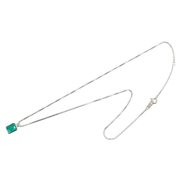 Pt900 プラチナ Pt850 プラチナ エメラルド1.16ct ダイヤ0.08ct ペンダントネックレス レディース 【中古】