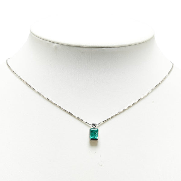 Pt900 プラチナ Pt850 プラチナ エメラルド1.16ct ダイヤ0.08ct ペンダントネックレス レディース 【中古】