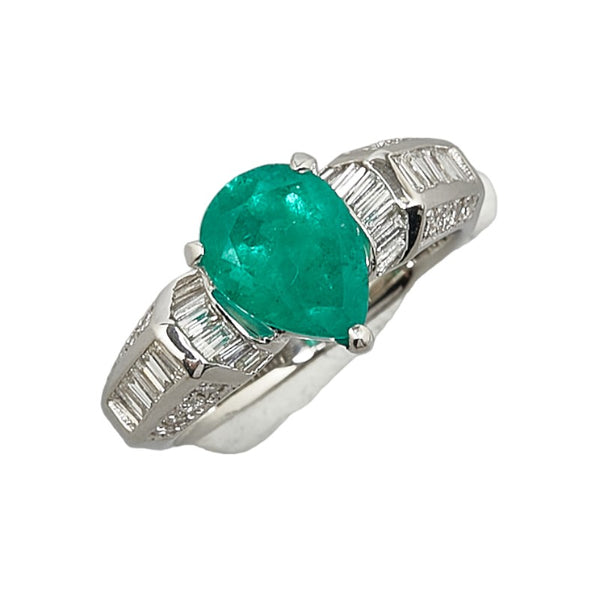 Pt900 プラチナ エメラルド2.23ct ダイヤ0.65ct リング 指輪 レディース 12.5号 【中古】