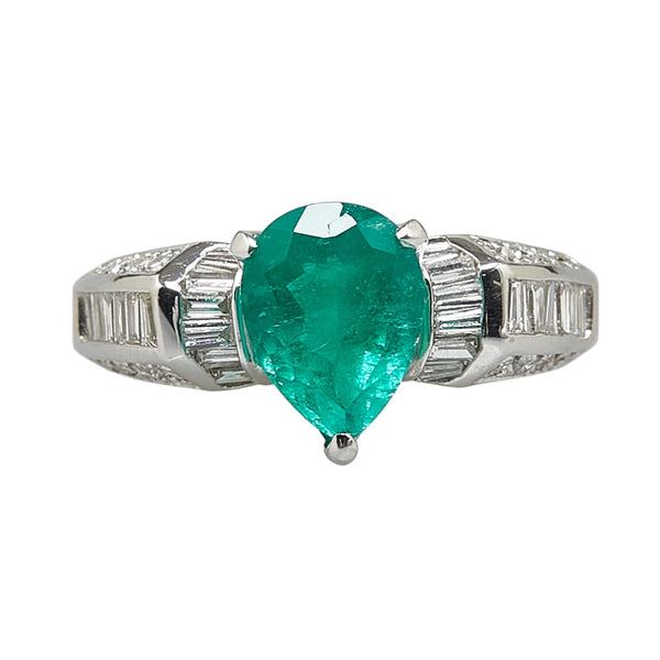 Pt900 プラチナ エメラルド2.23ct ダイヤ0.65ct リング 指輪 レディース 12.5号 【中古】