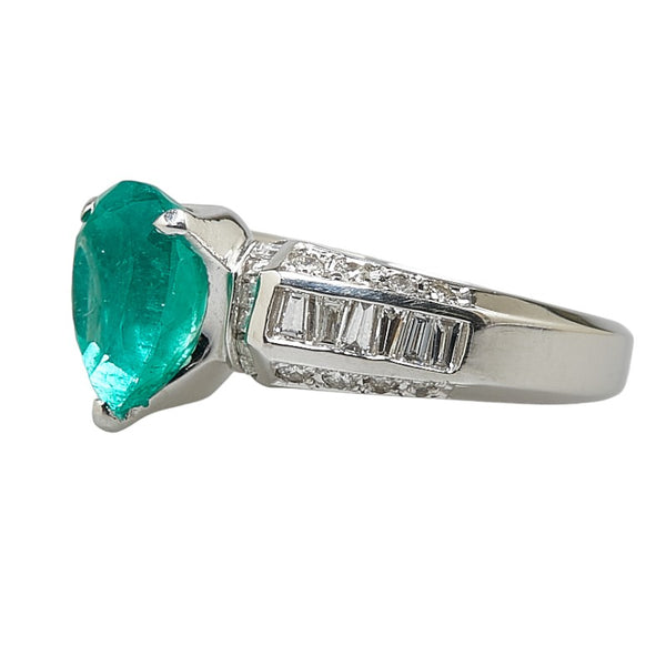 Pt900 プラチナ エメラルド2.23ct ダイヤ0.65ct リング 指輪 レディース 12.5号 【中古】