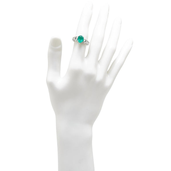 Pt900 プラチナ エメラルド2.23ct ダイヤ0.65ct リング 指輪 レディース 12.5号 【中古】