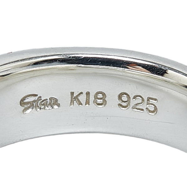 スタージュエリー K18YG イエローゴールド SV925 シルバー キュービックジルコニア ハートチャーム リング 指輪 レディース STAR JEWELRY 7号 【中古】