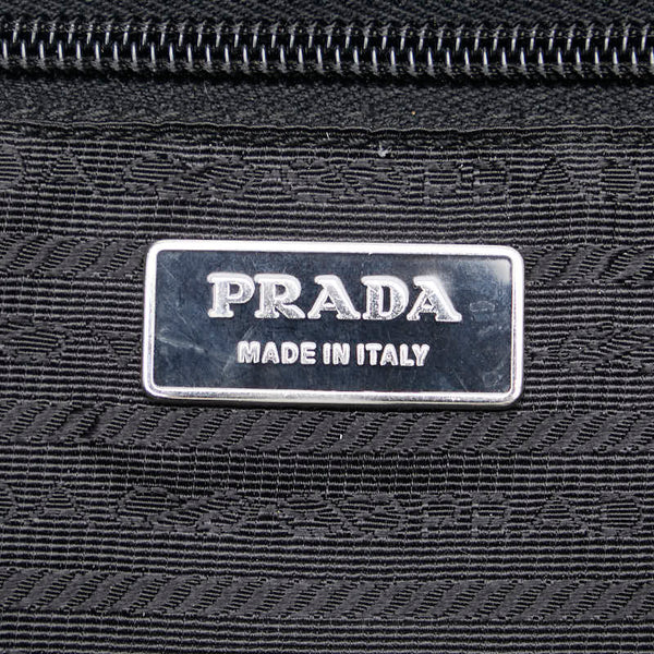 プラダ 三角ロゴプレート テスート トートバッグ ハンドバッグ ブラック ナイロン レザー レディース PRADA 【中古】