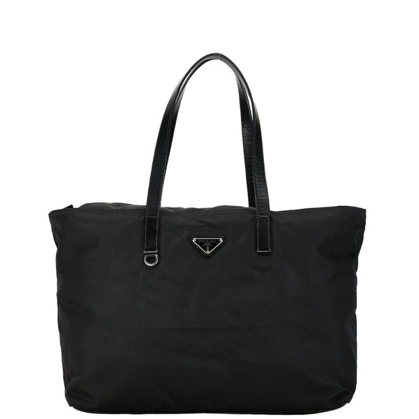 プラダ 三角ロゴプレート テスート トートバッグ ハンドバッグ ブラック ナイロン レザー レディース PRADA 【中古】