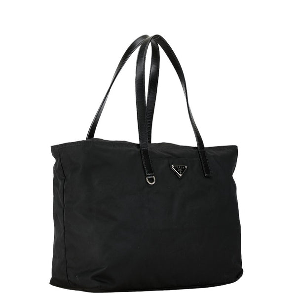 プラダ 三角ロゴプレート テスート トートバッグ ハンドバッグ ブラック ナイロン レザー レディース PRADA 【中古】