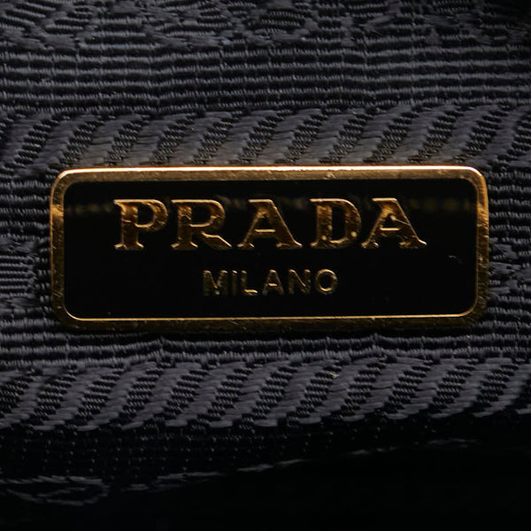 プラダ ロゴ ヴィッテロ ポーチ アクセサリーポーチ 1ND004 ブラウン ゴールド レザー レディース PRADA 【中古】