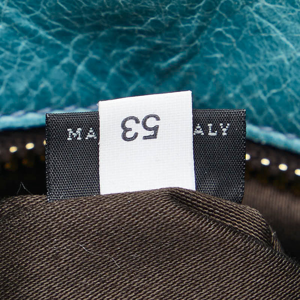 ミュウミュウ サイドリボン ショルダーバッグ ハンドバッグ 2WAY ブルー ゴールド レザー レディース MIUMIU 【中古】