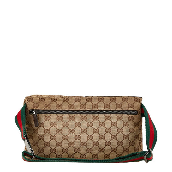 グッチ GGキャンバス ボディバッグ ウエストバッグ 28566 ベージュ ブラウン キャンバス レザー レディース GUCCI 【中古】
