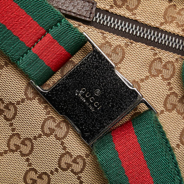 グッチ GGキャンバス ボディバッグ ウエストバッグ 28566 ベージュ ブラウン キャンバス レザー レディース GUCCI 【中古】
